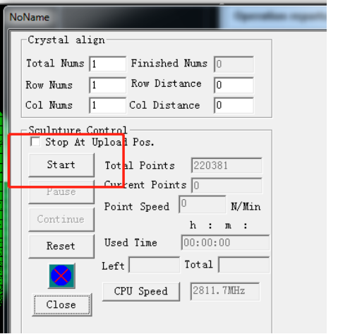 Start engraving button