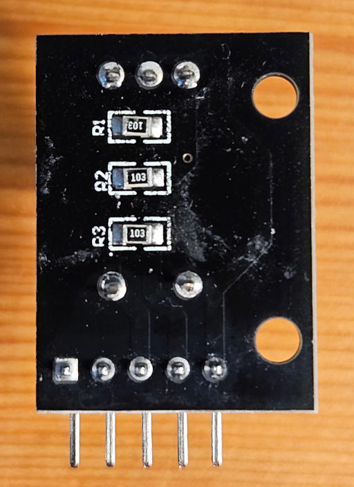 KY-040 module back reference showing pull-up resistors