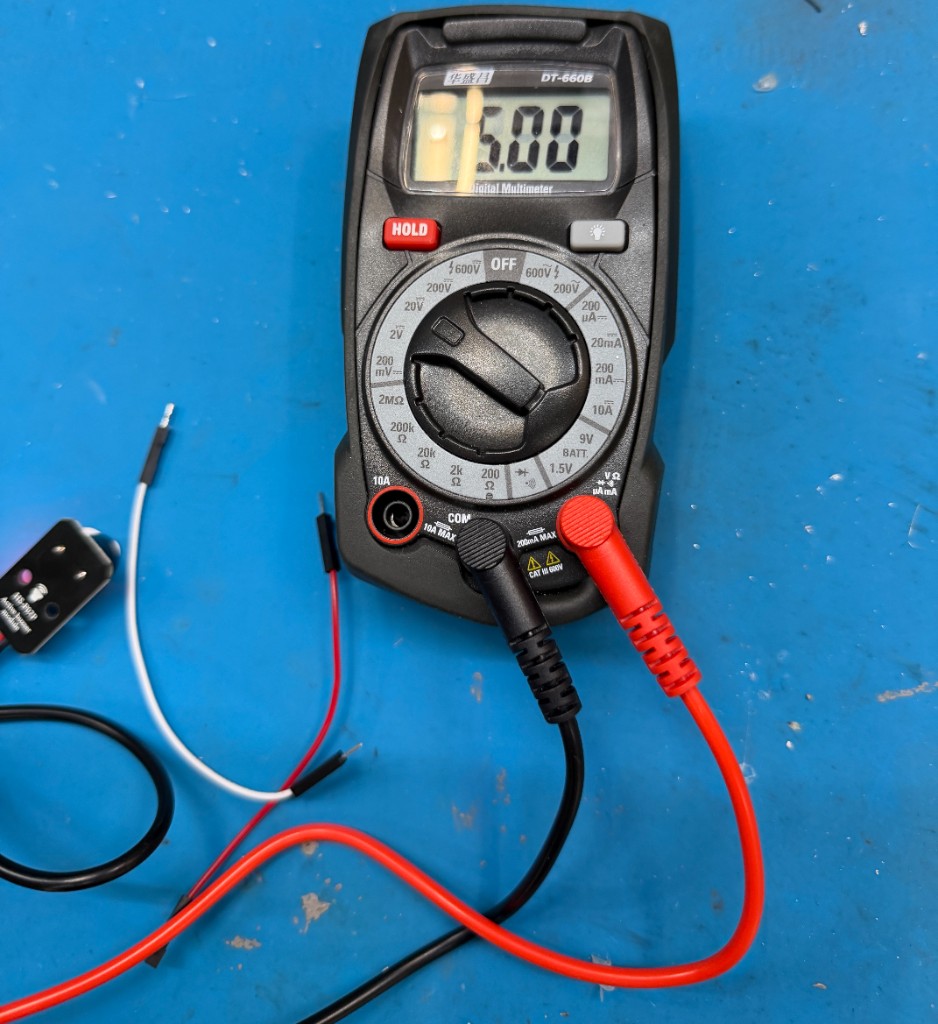 Multimeter reading near five volts