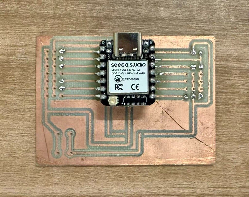 XIAO ESP32-S3 soldered on the milled carrier board