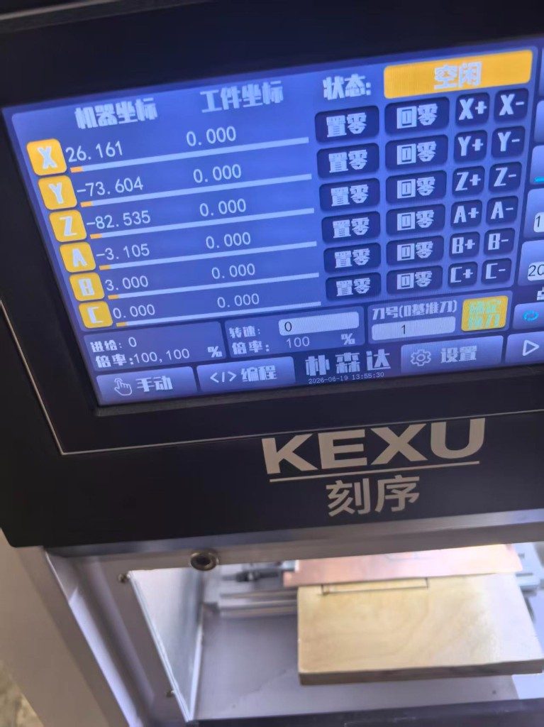 KEXU controller with work coordinates zeroed