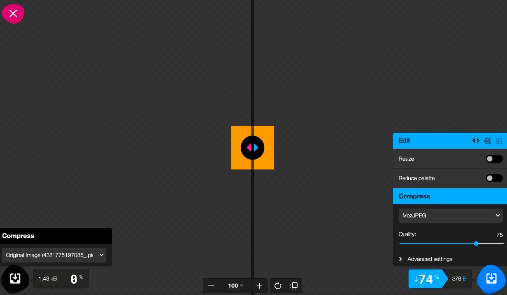 Image compression process in Squoosh
