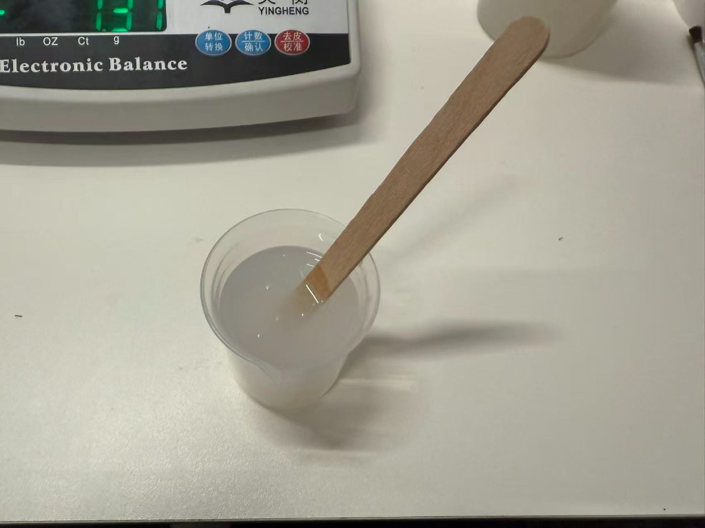 Stirring mixed silicone