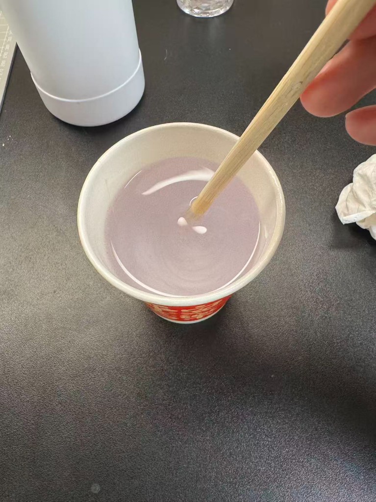 Stirring mixed epoxy resin