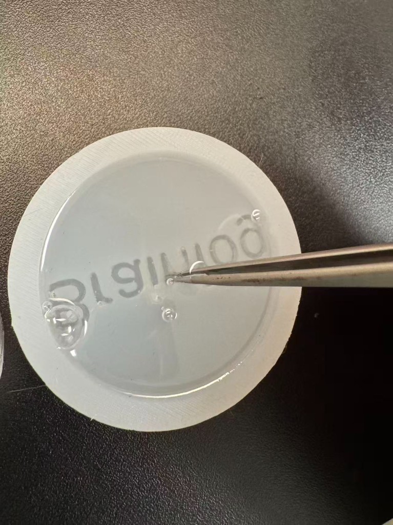 Pouring resin into the silicone mold