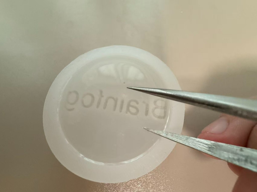Cured clear resin cast in the silicone mold