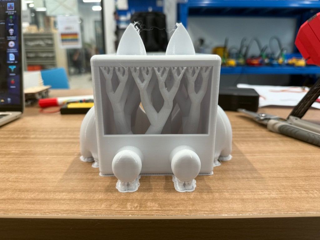 Front view of version 1 immediately after removal from printer