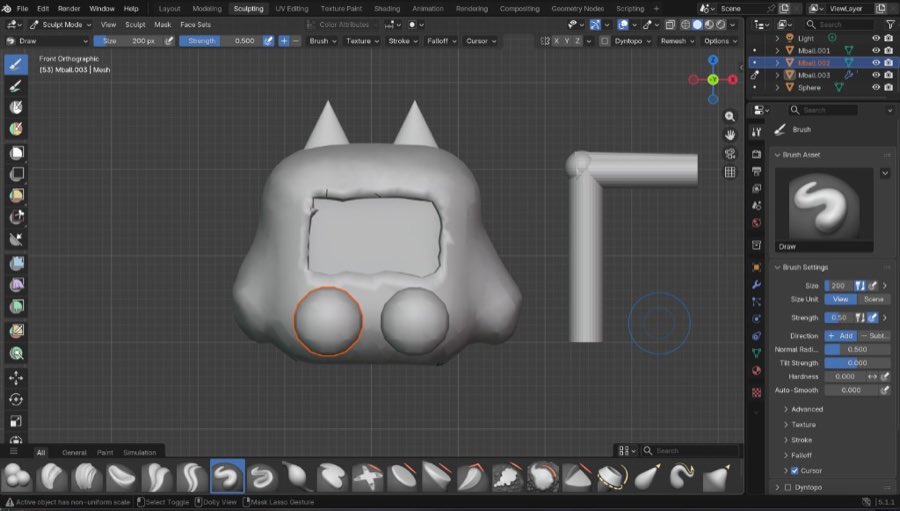 Front orthographic view of final concept model
