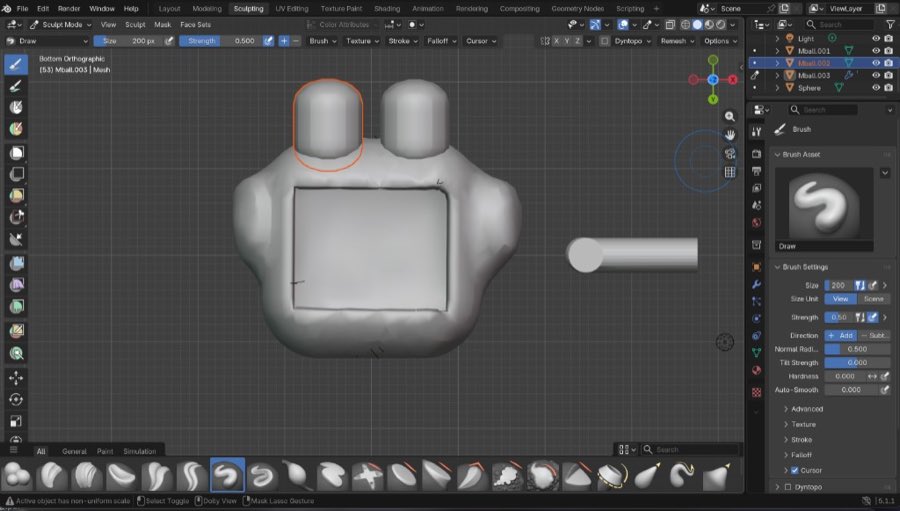 Bottom orthographic view of final concept model