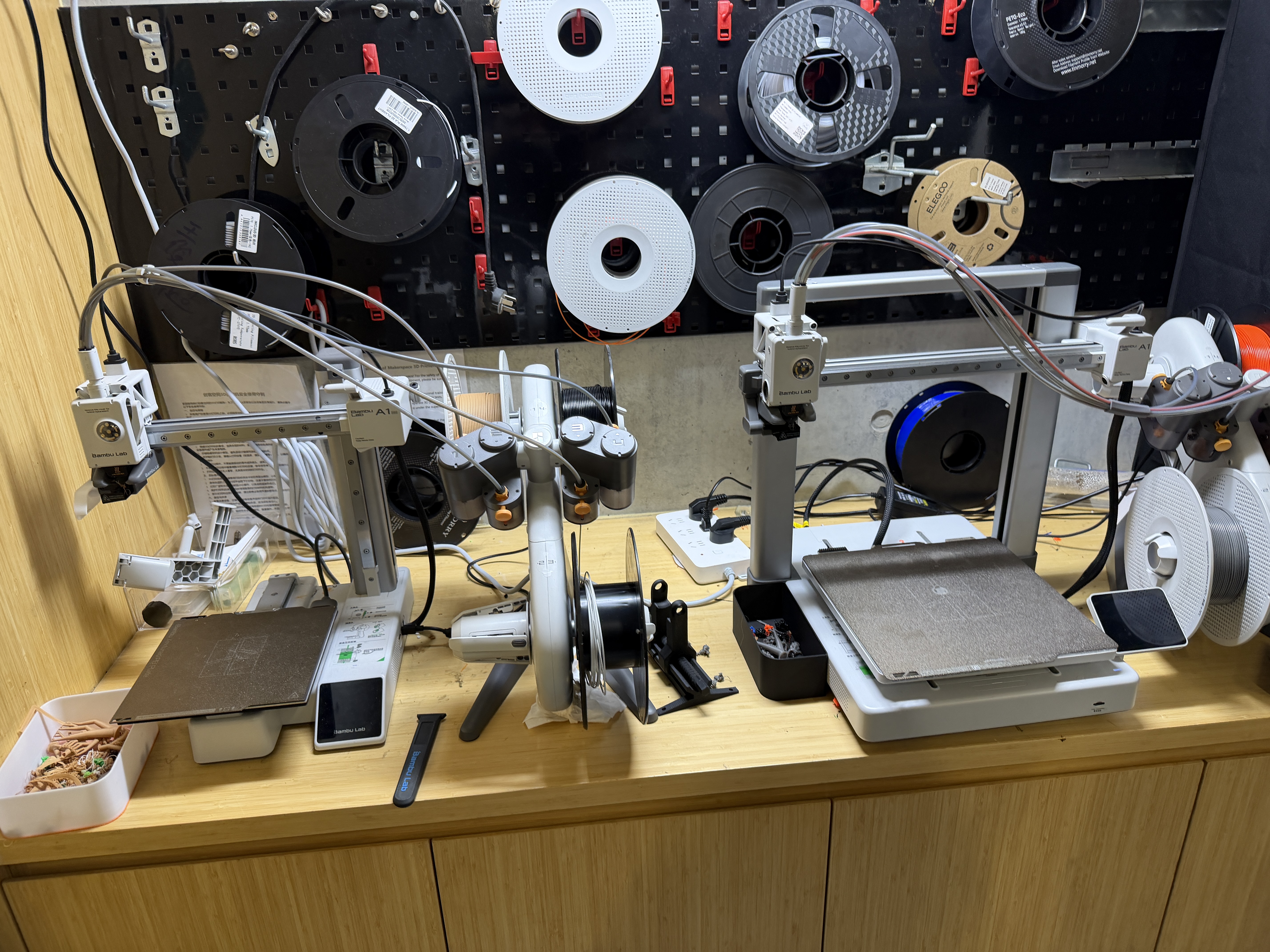 Several different FDM 3D printers in the lab