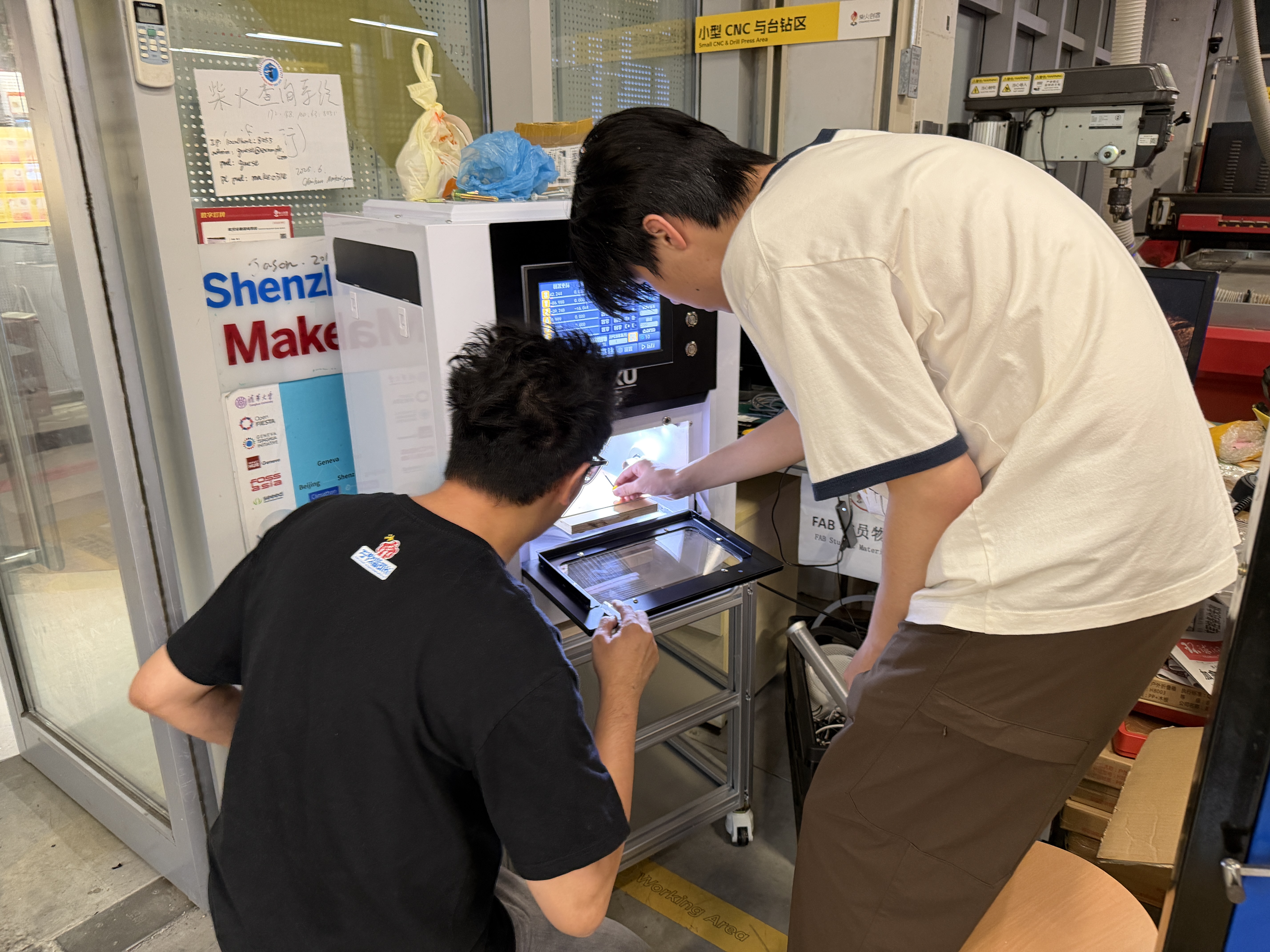 Installing or removing a tool in the PCB mill spindle with the machine safe