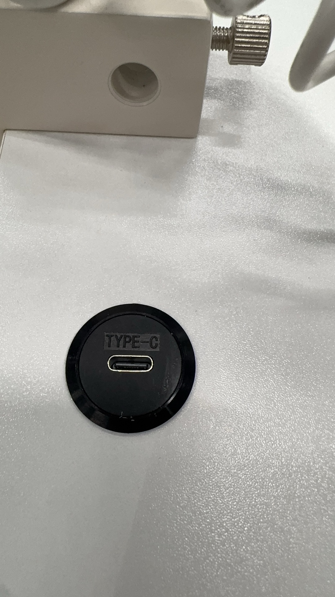 Close-up of the embedded USB Type-C charging port