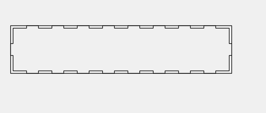 Boolean subtract of 280.4 by 60.4 mm rectangle on one panel piece