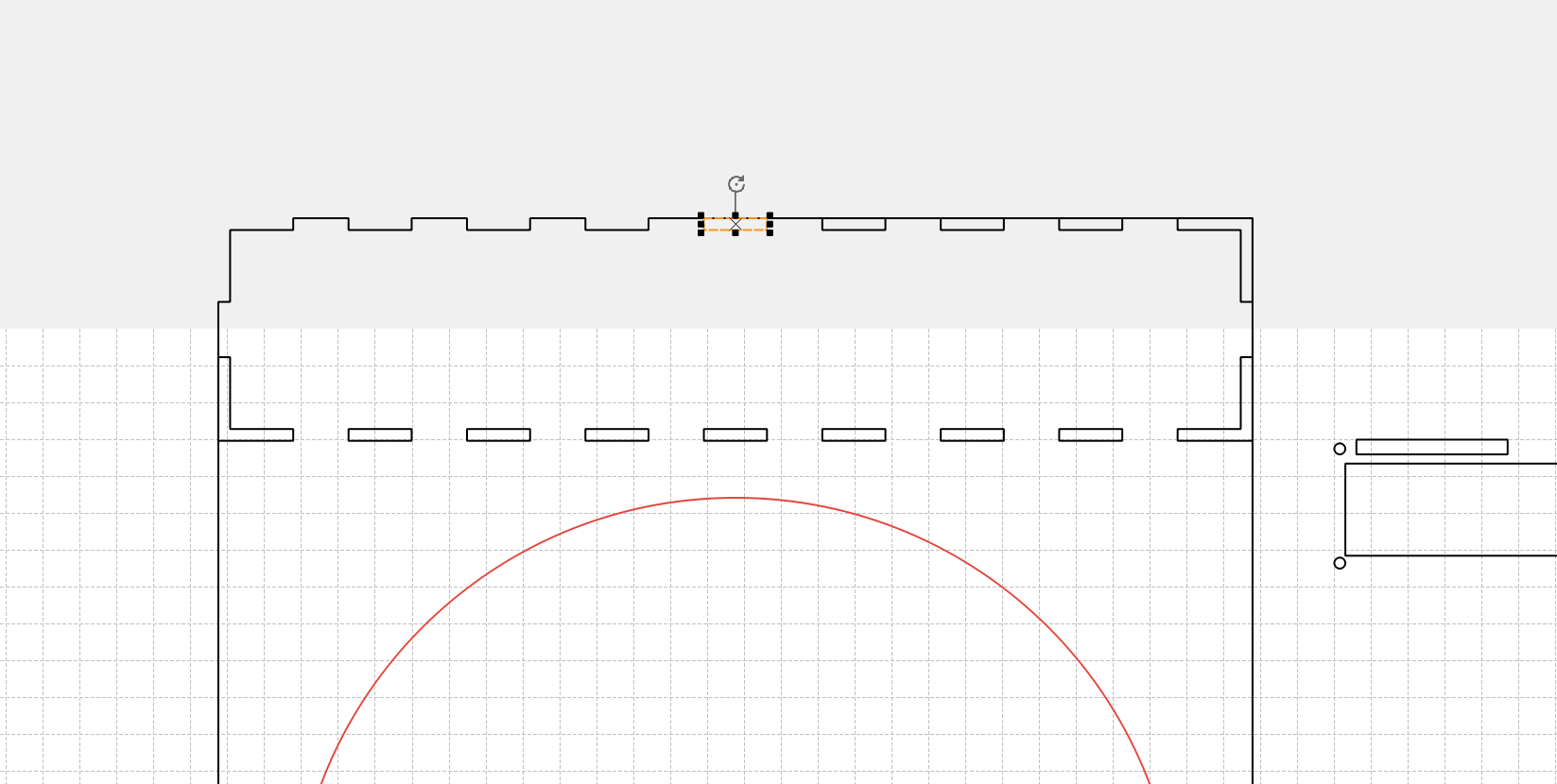 Boolean subtract operation to form the dock bottom panel