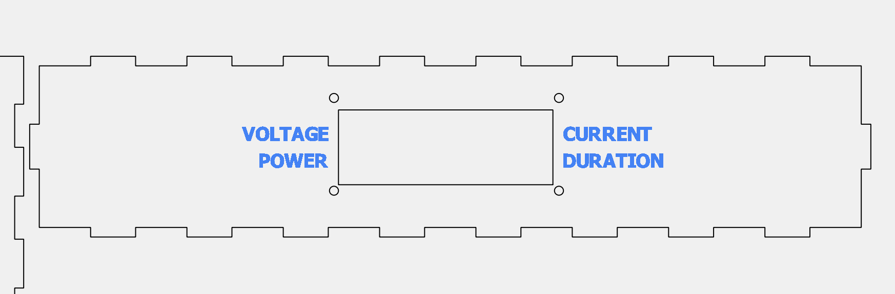 Top panel LCD1602 bezel margins and placement parameters