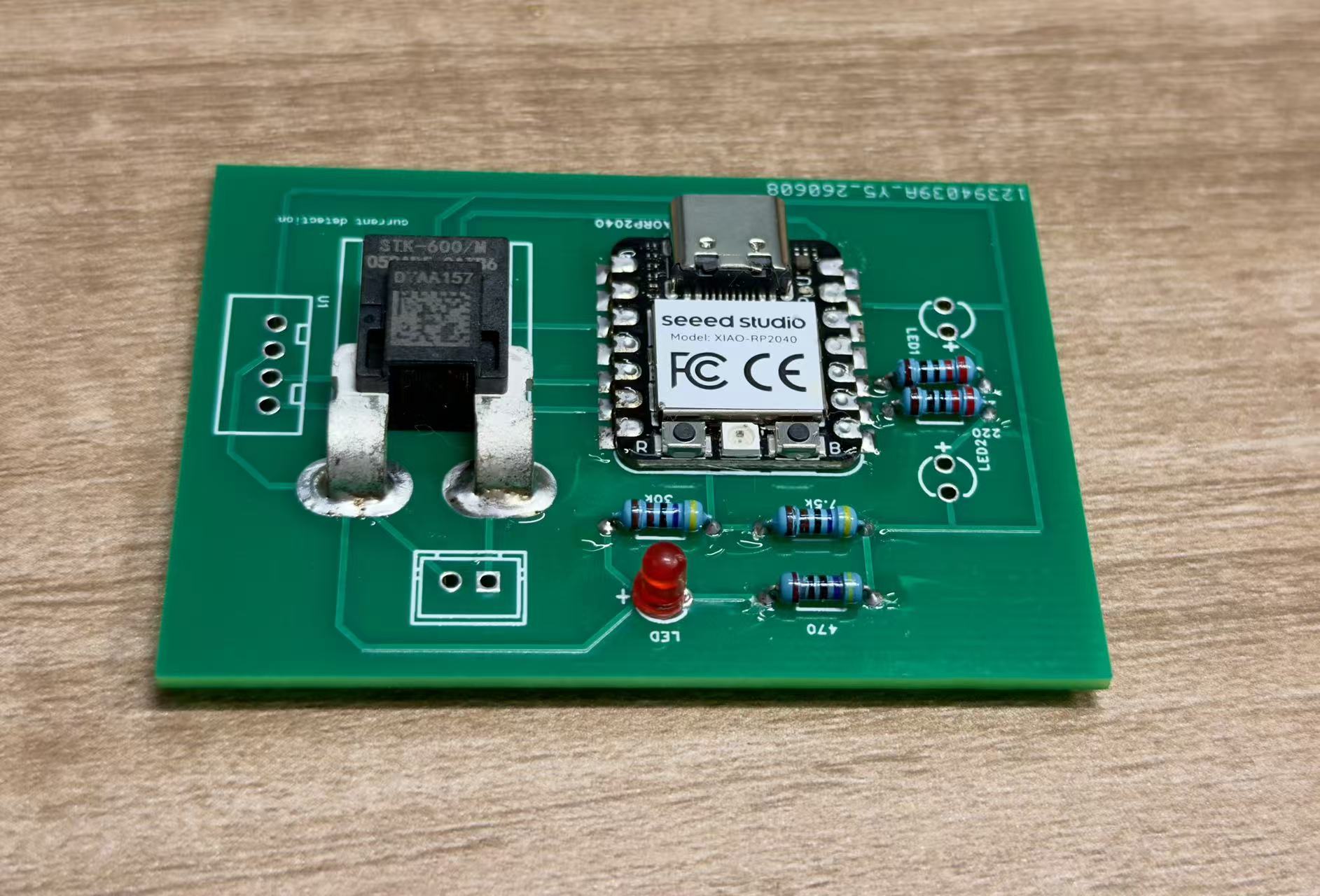 Charging dock control PCB after soldering is complete