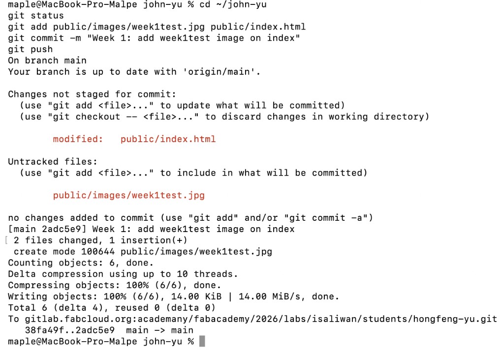 Terminal: git add image and index commit push