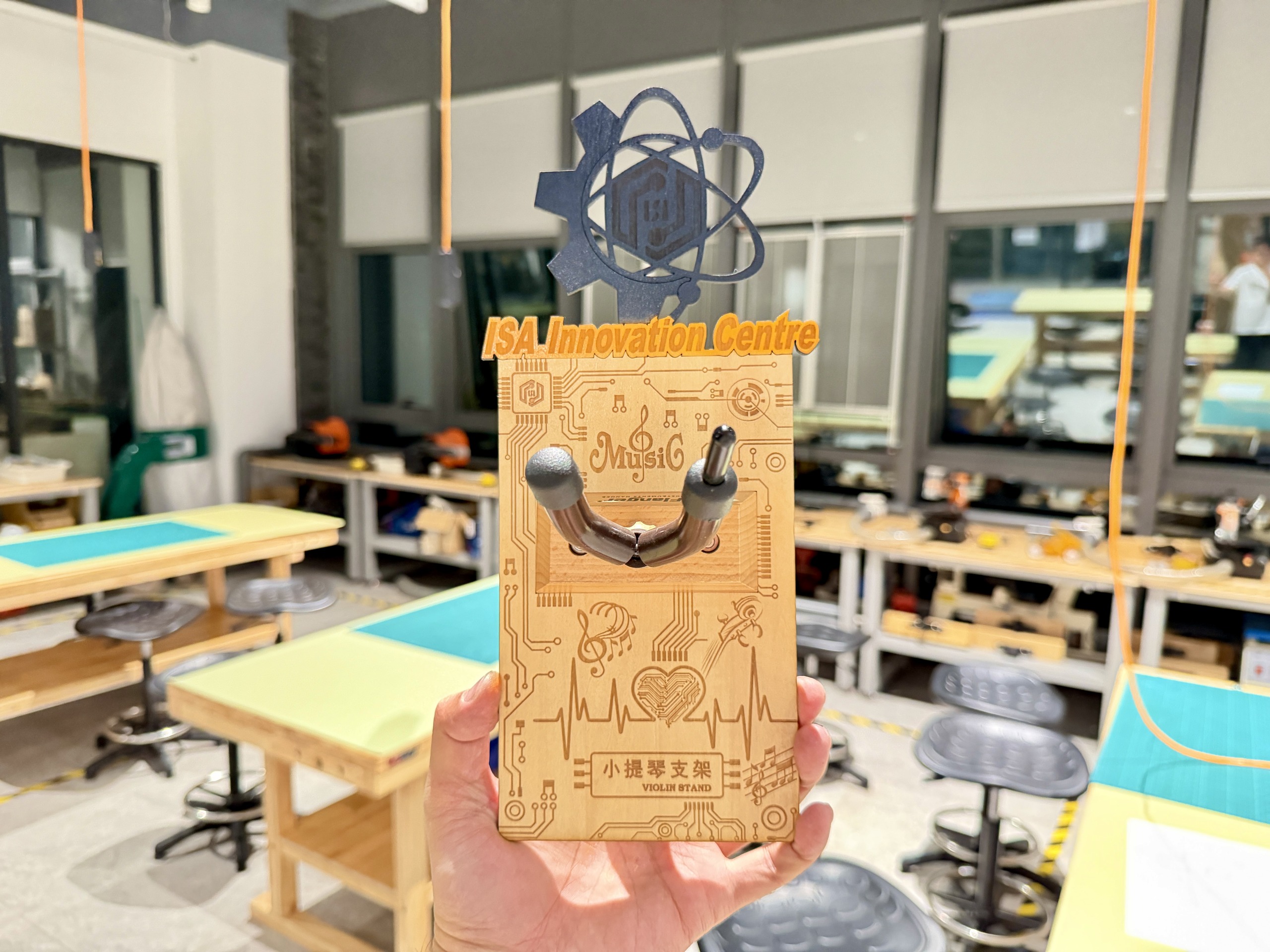 Finished painted laser-cut violin wall bracket