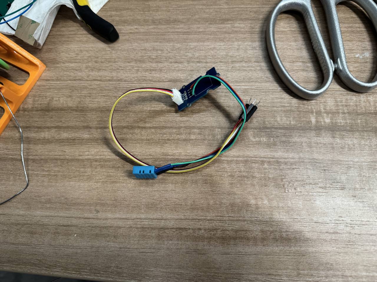 DHT11 with rainbow wires brought out for remote mounting