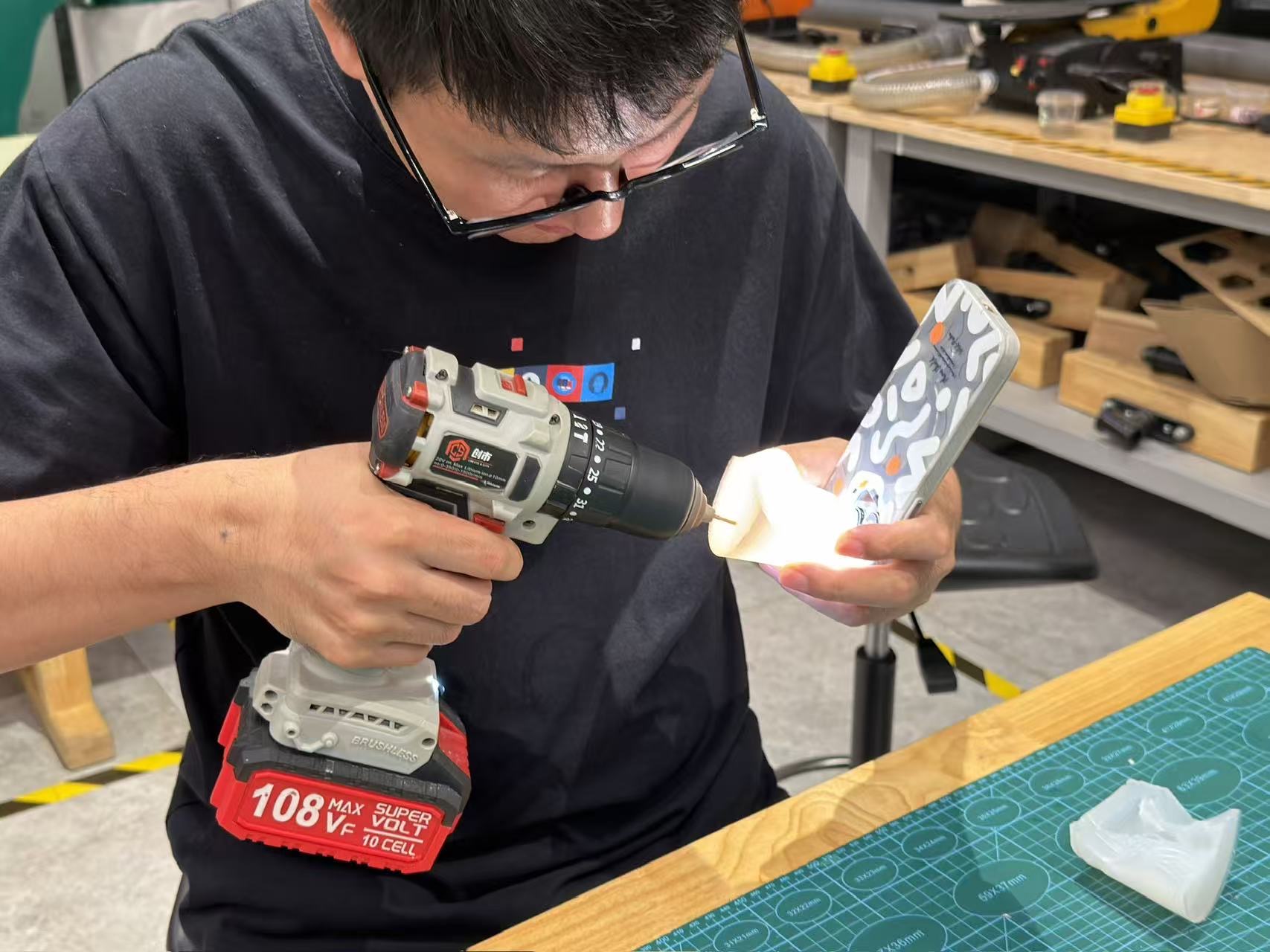 Drilling small vent holes in the silicone mold