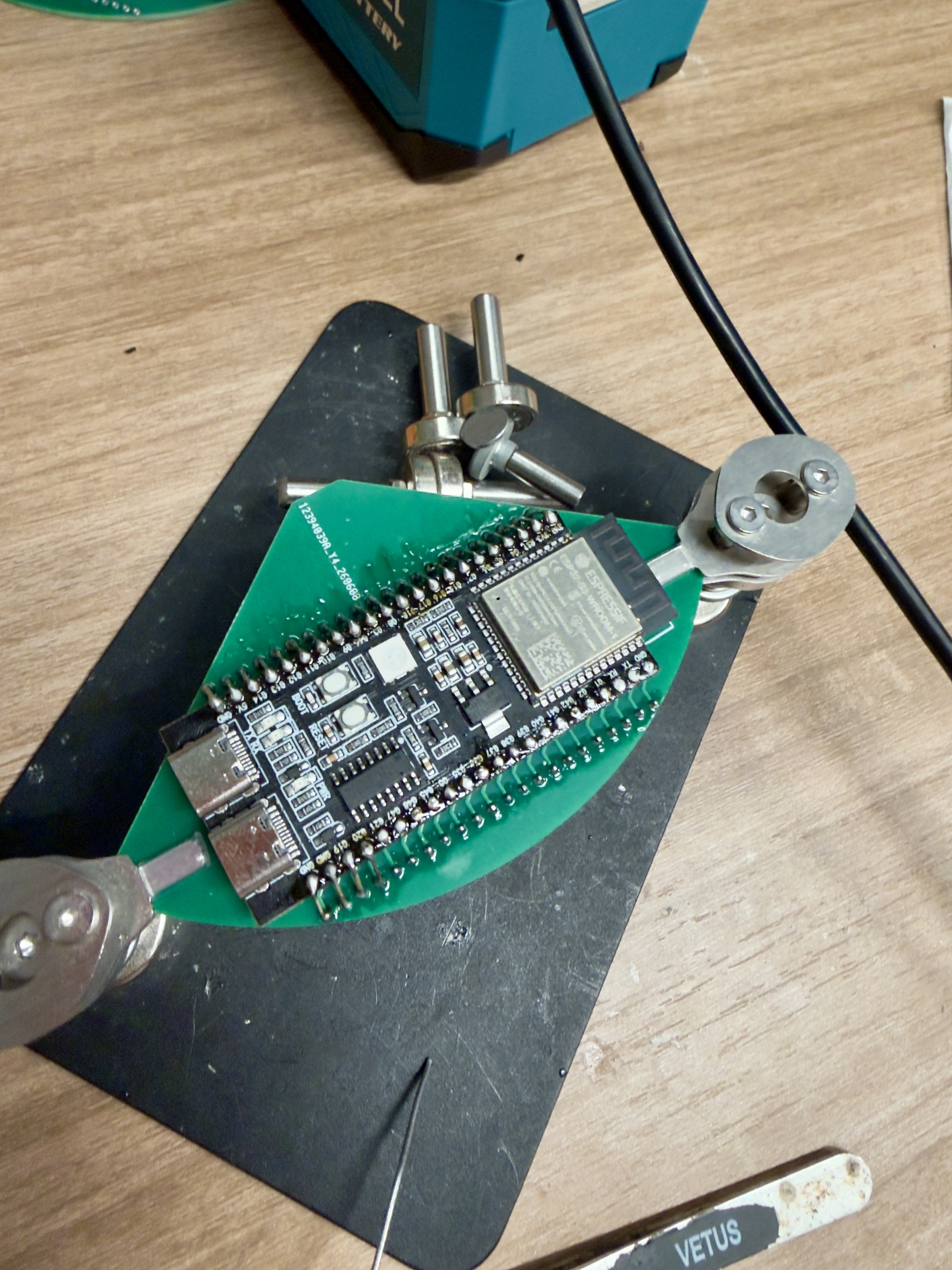 WROOM PCB being soldered for Forest Fairy system integration