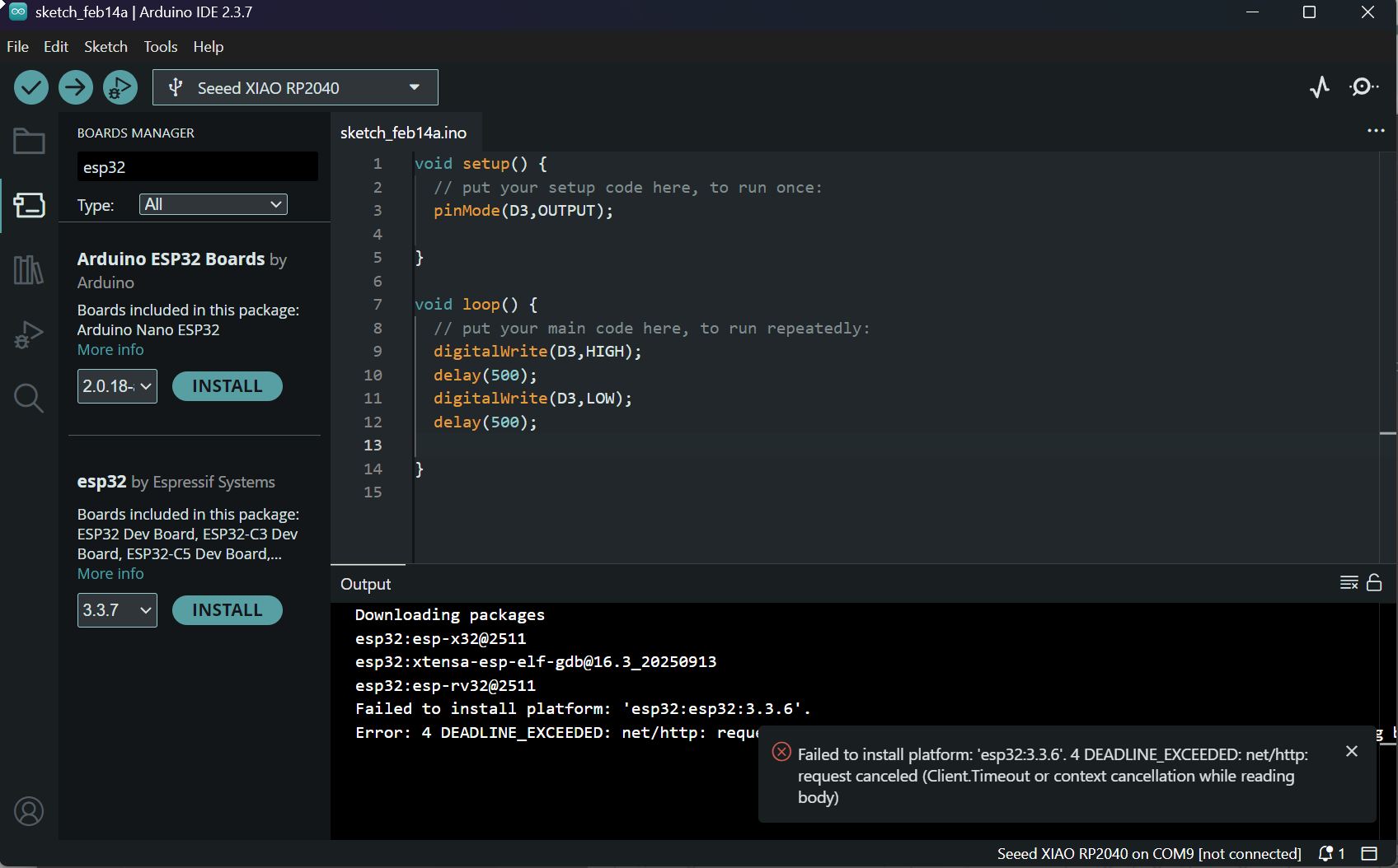 tool selection for ESP32C3