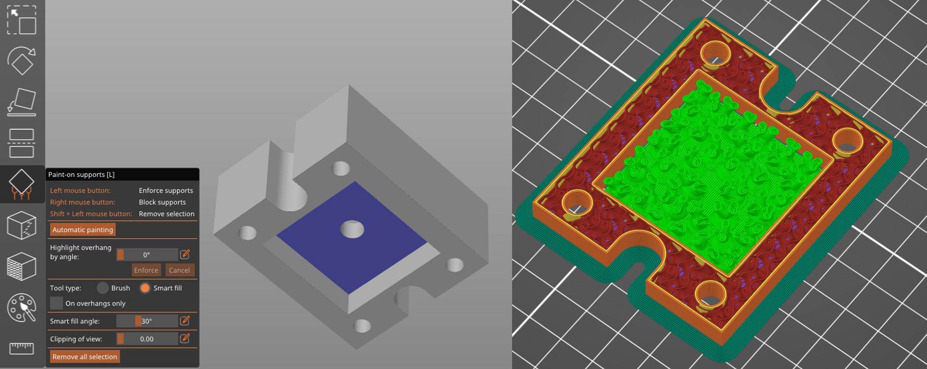 Motor Case 3DP support setting