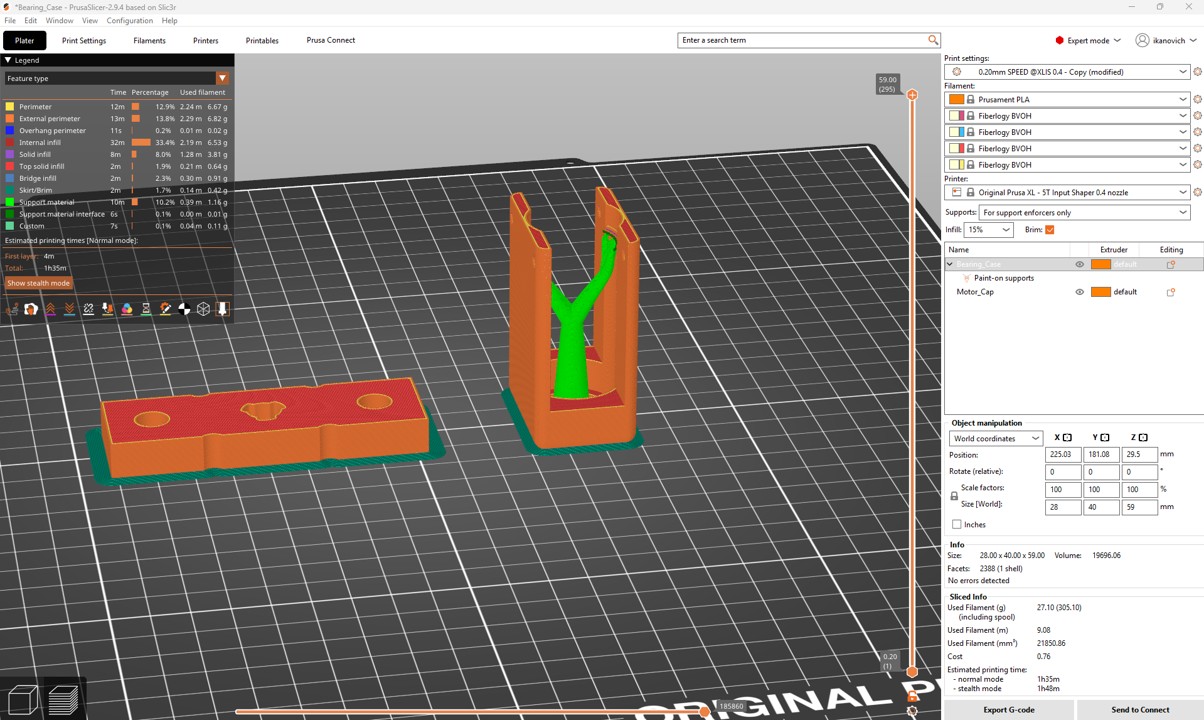 Bearing Support 3DP setting