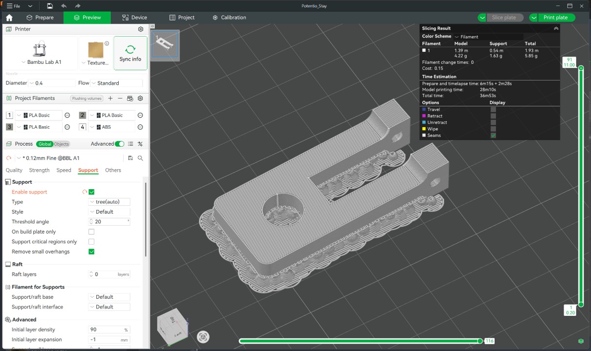 Potentio stay 3DP setting