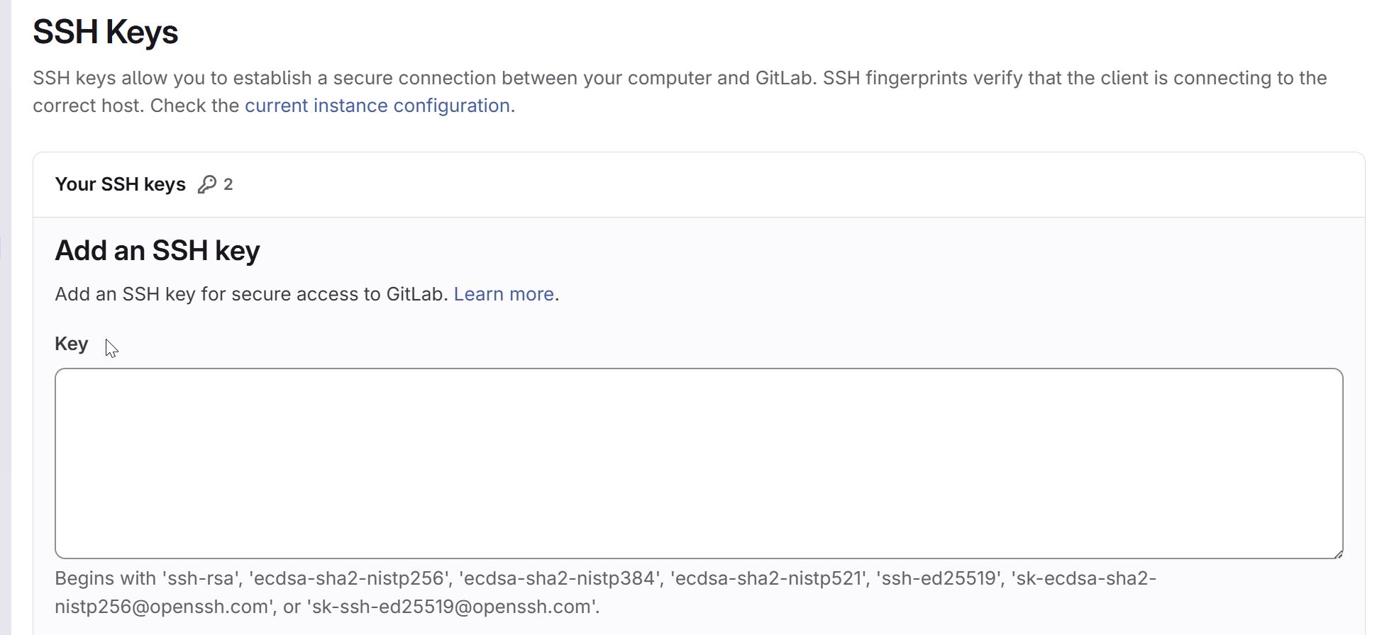 Open SSH Key information part