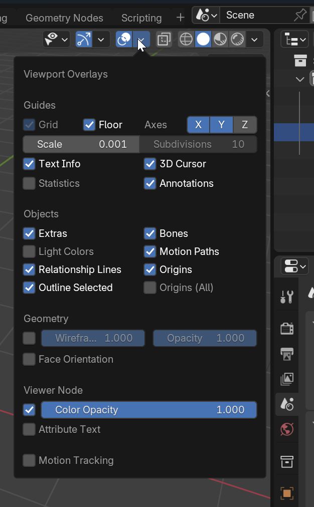 Viewport Overlays setting