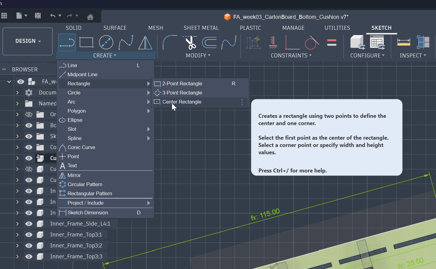 slot design with rectangle