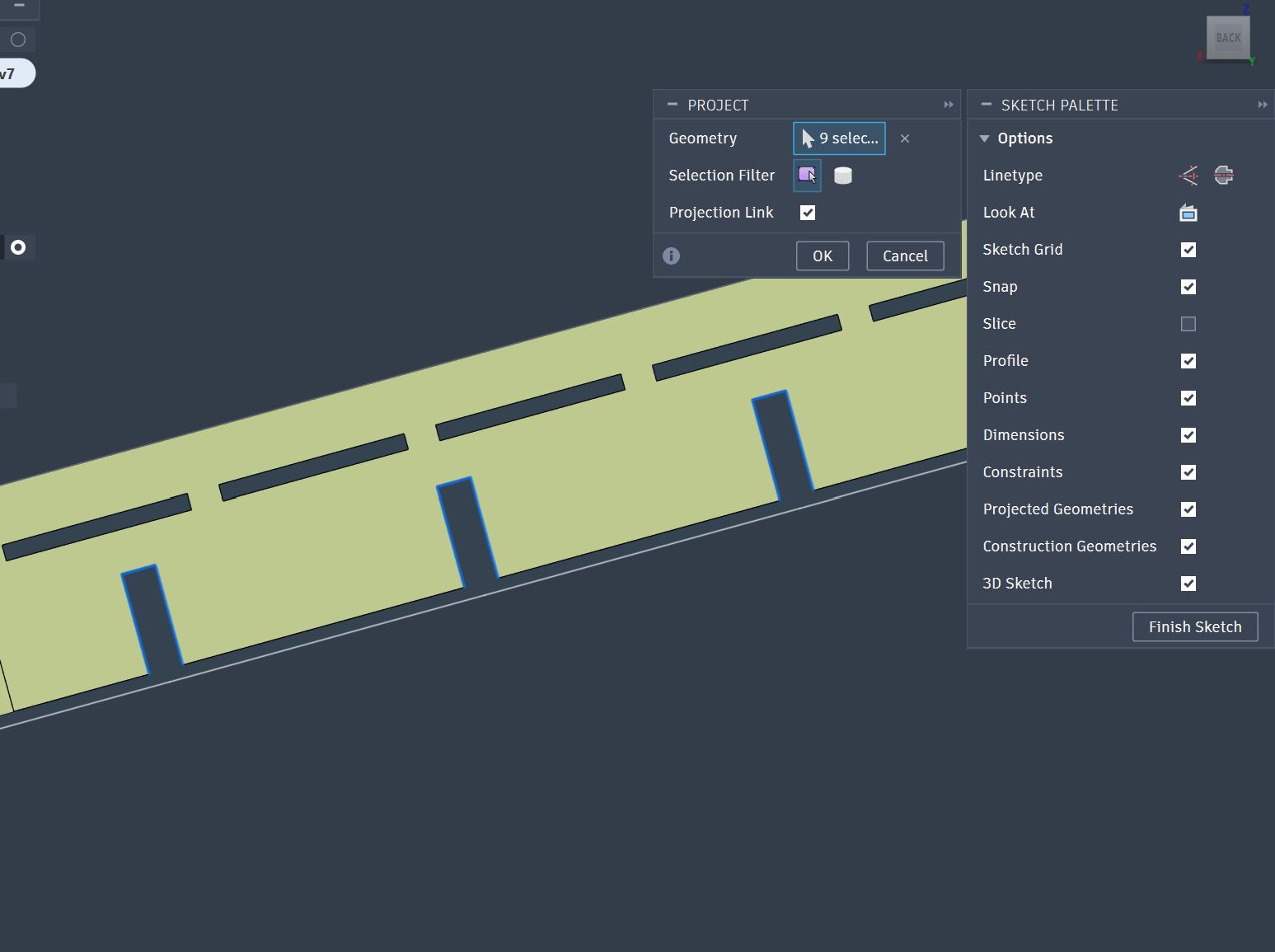 projection from 3D slot