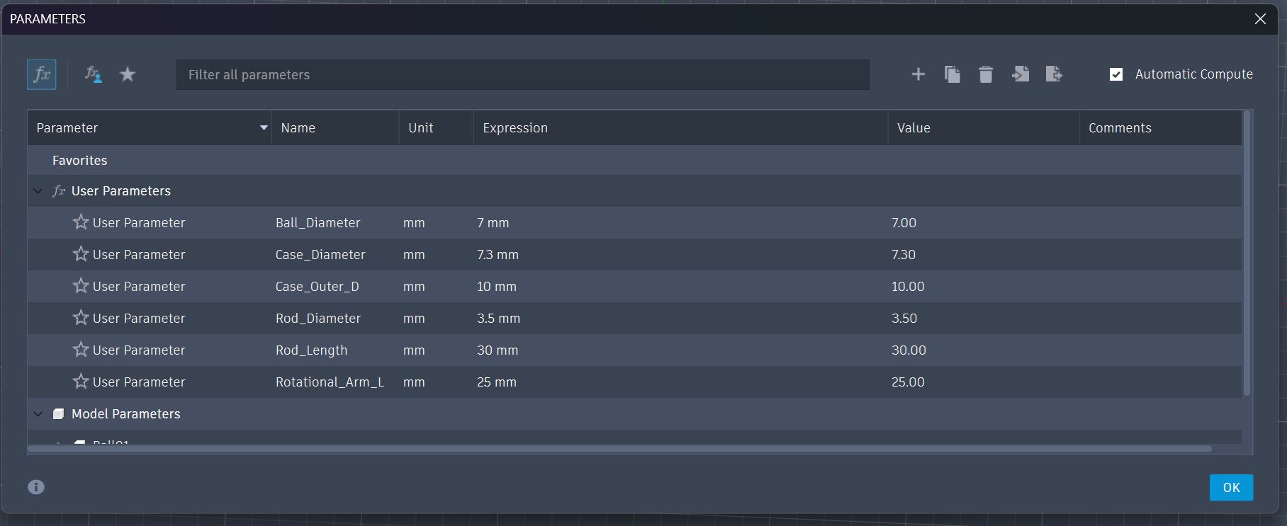 parametric for ball joint