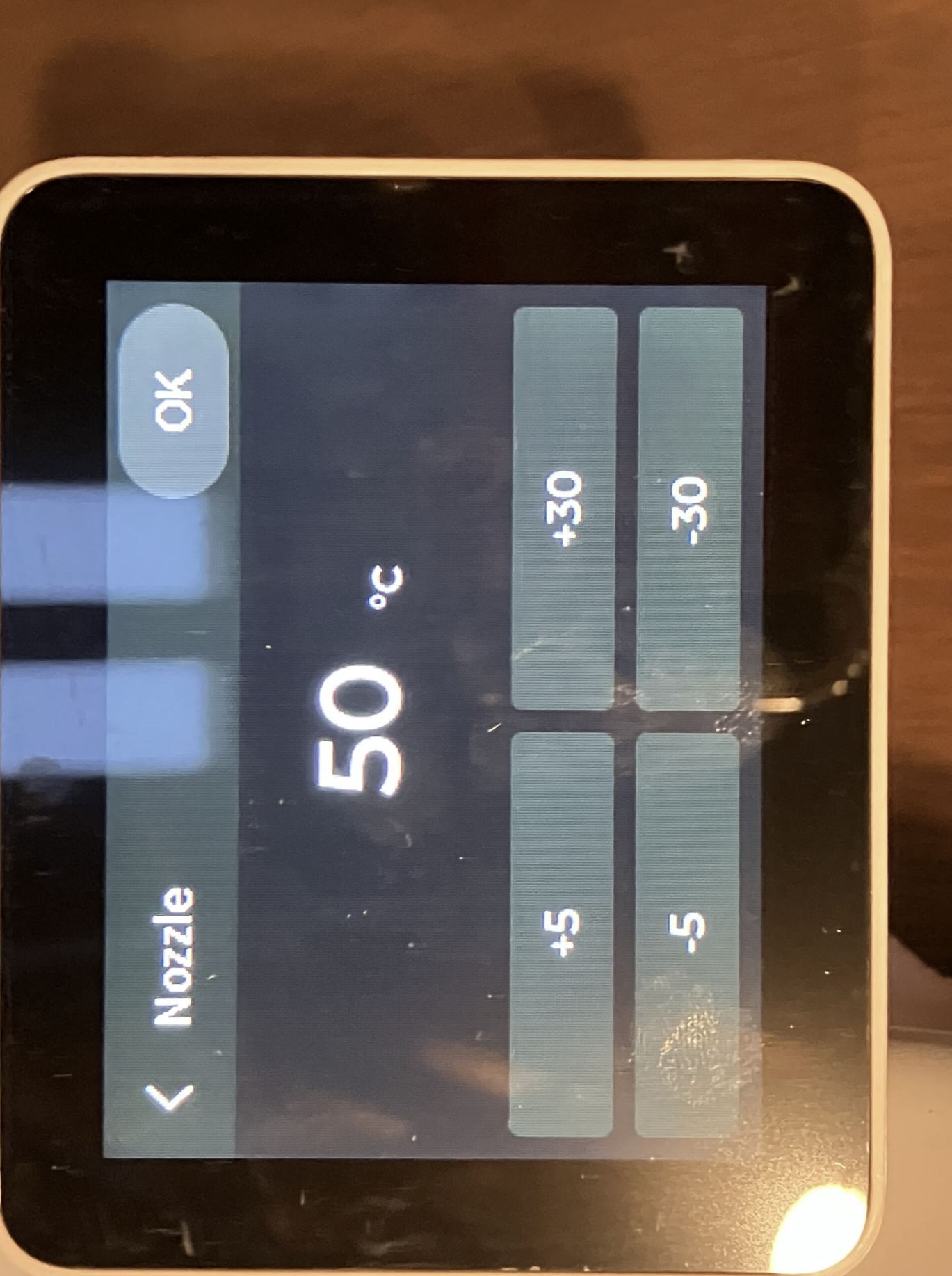 Heat nozzle temperature