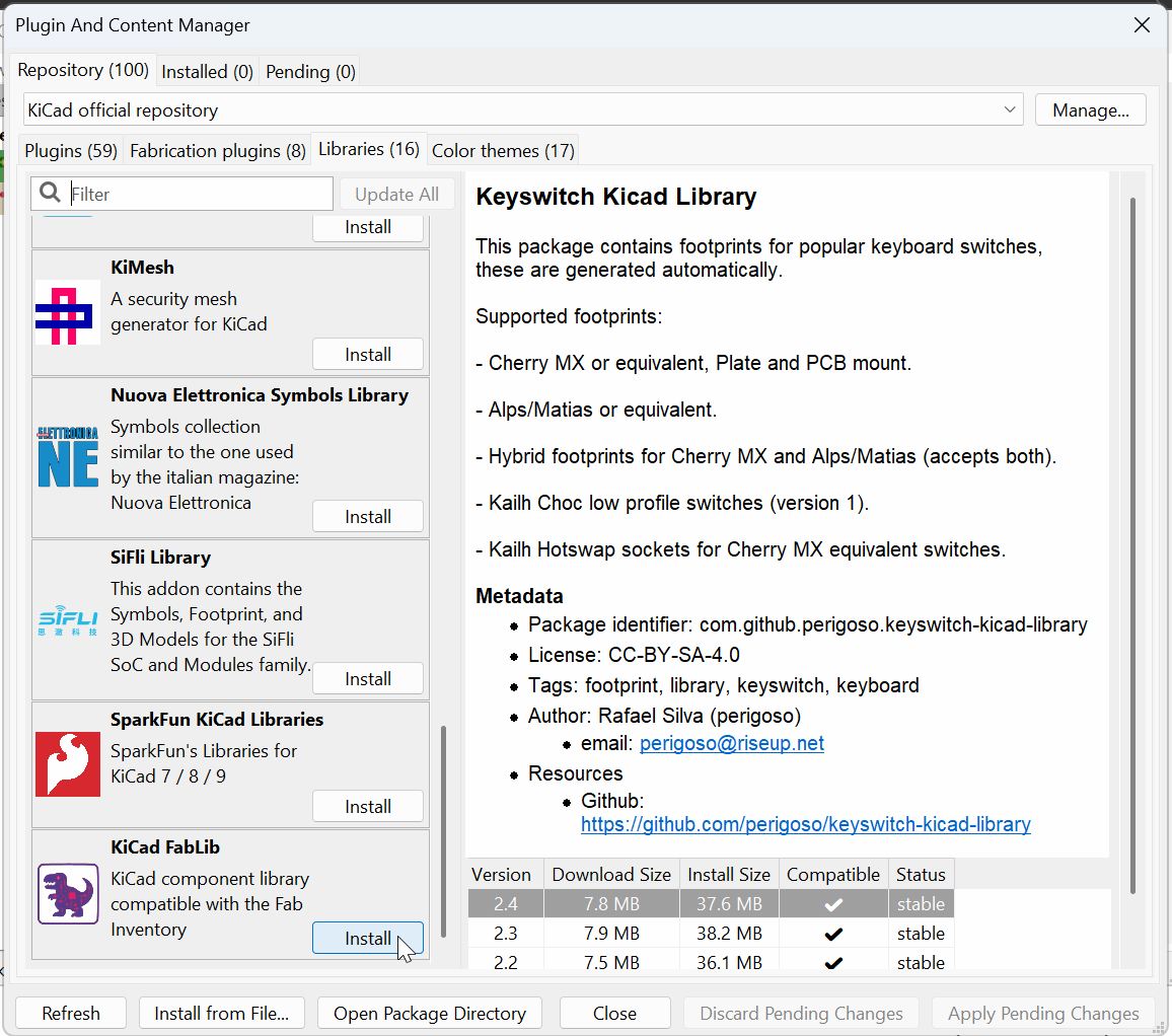 Install KiCad FabLib