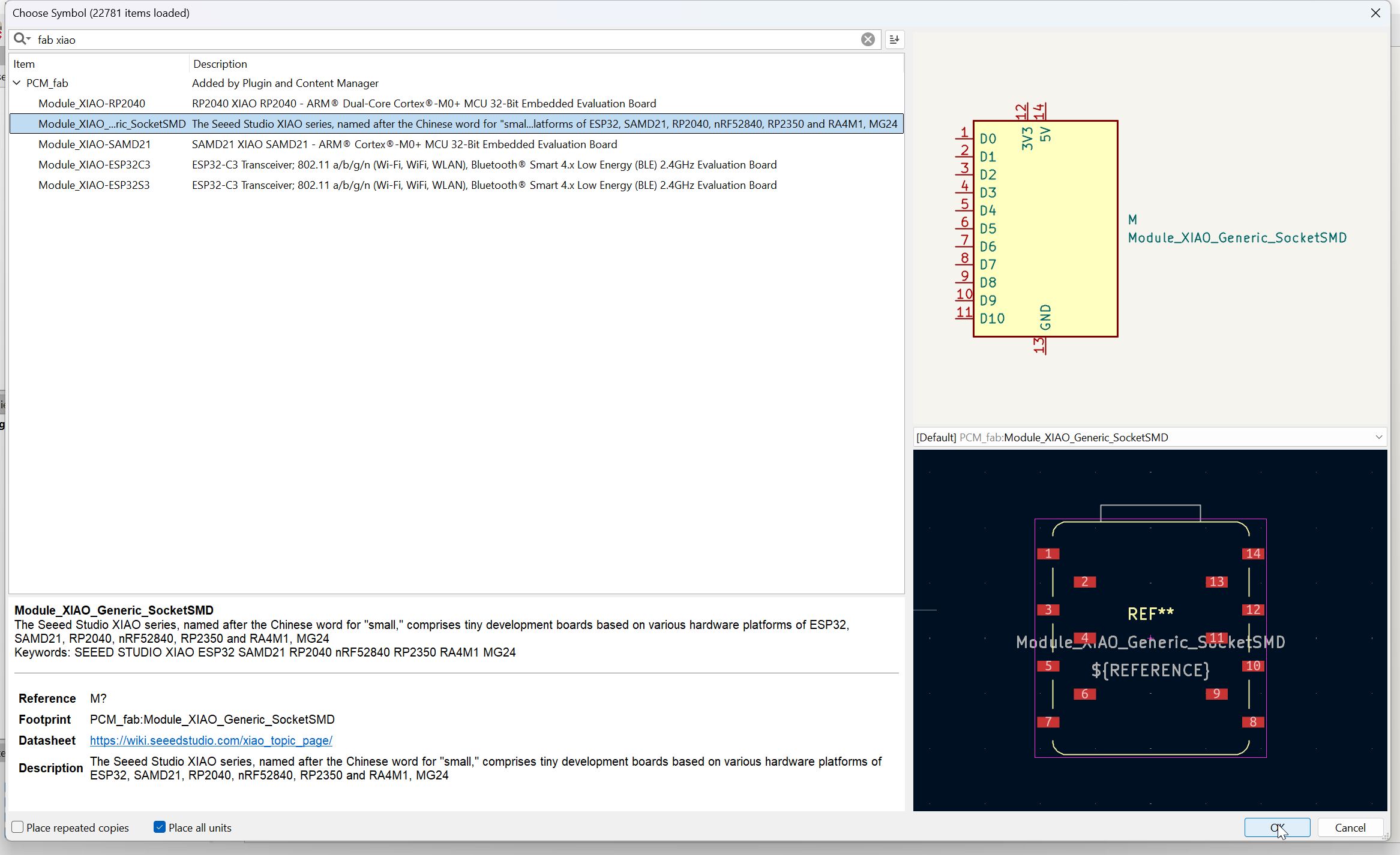 Click A to open parts list