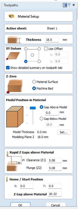 material setup