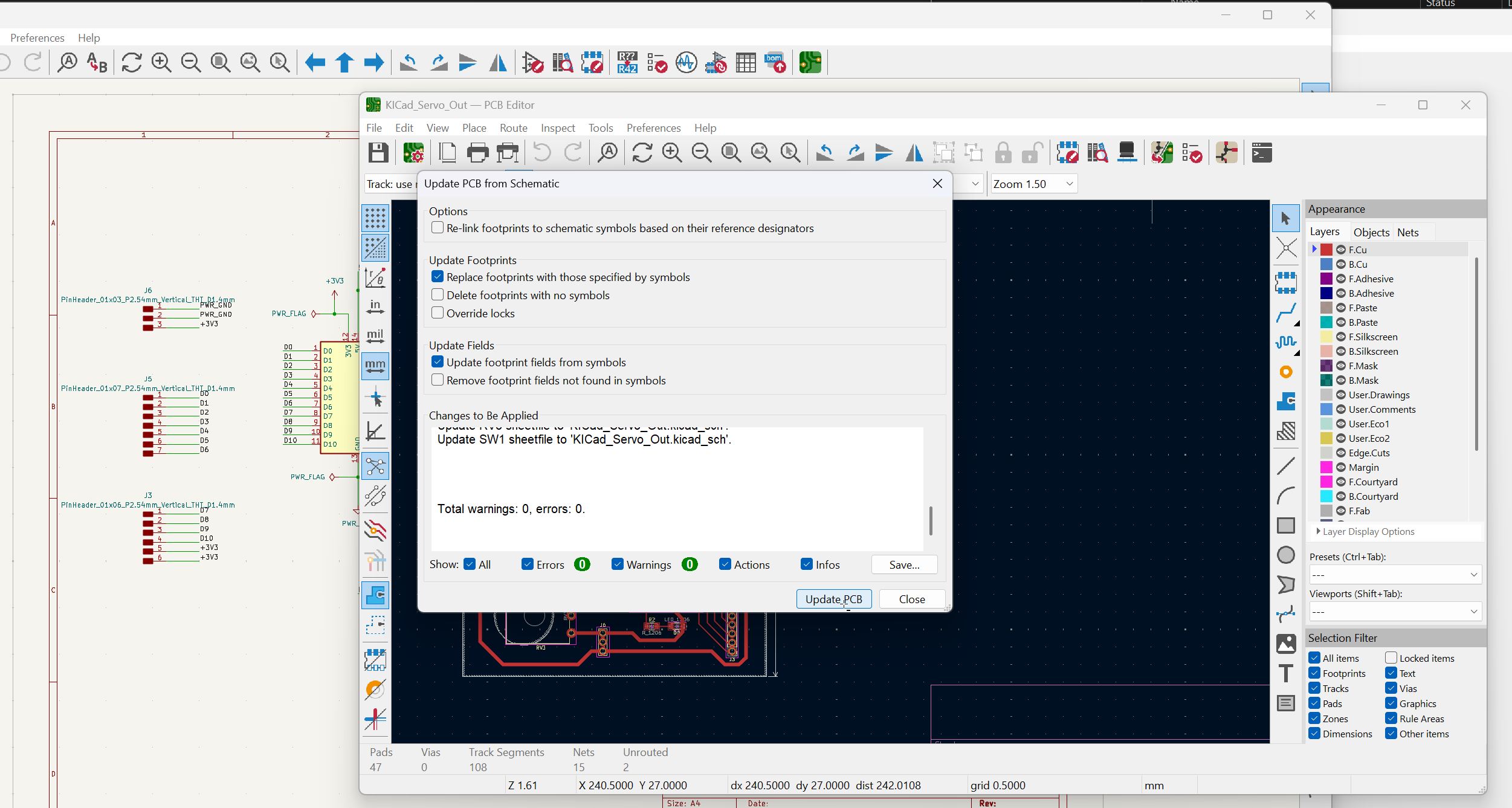 confirmed that Update PCB function