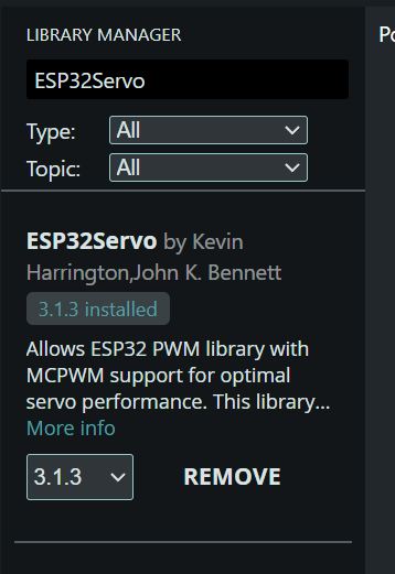 ESP32Servo library