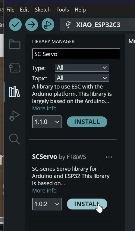 Install SC Servo Library