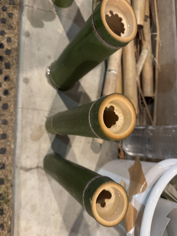 Pour into bamboo tube