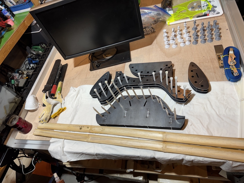 Molds and stripped bamboo