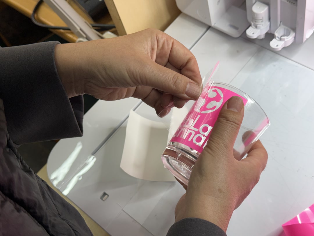 Applying the vinyl mask to the glass