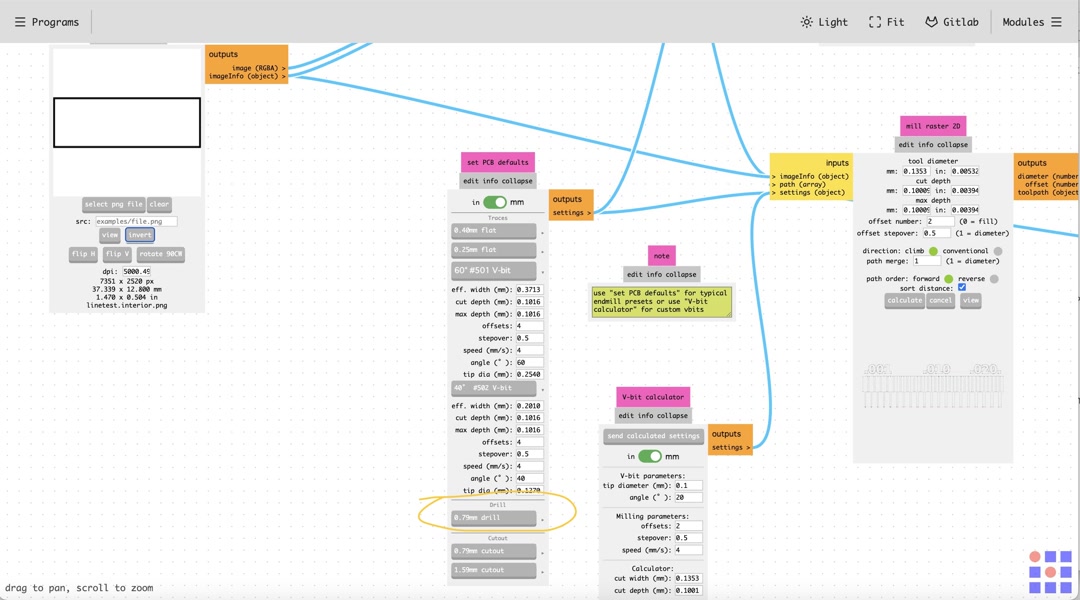0.79mm drill selected