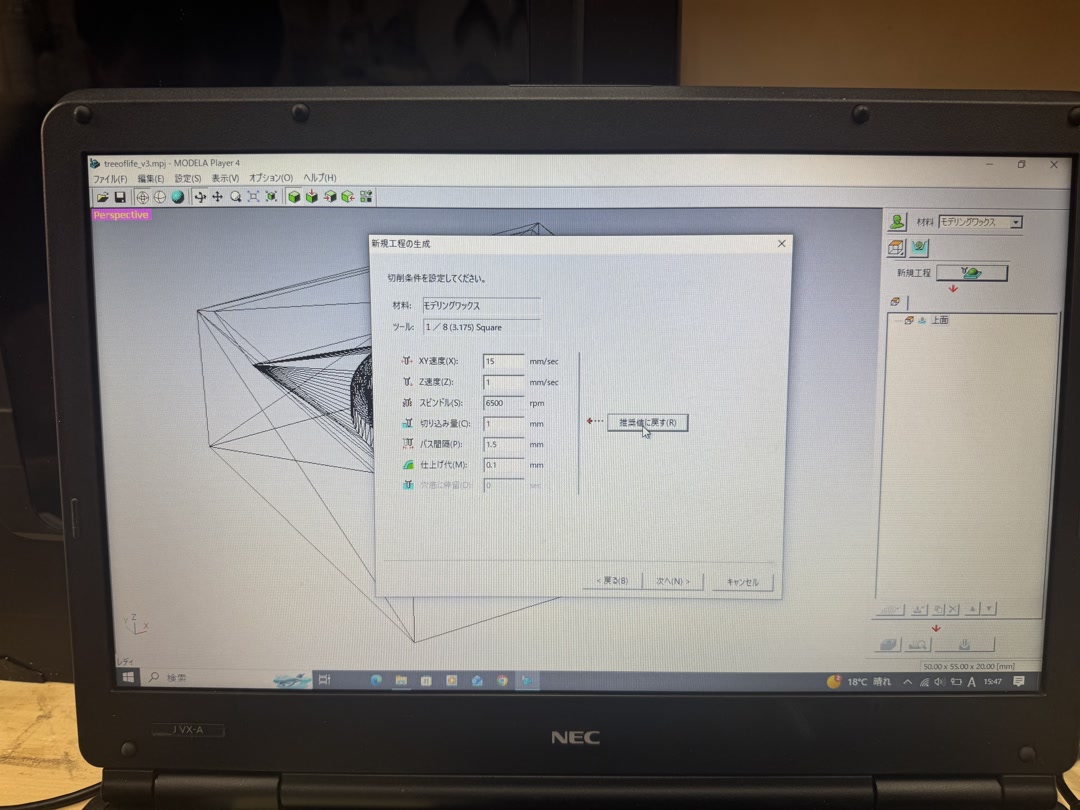 rough cut machining setting