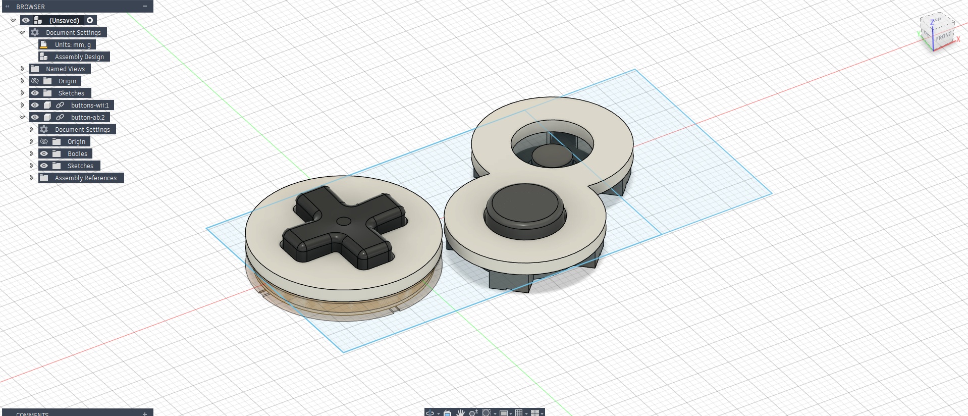 Placing the buttons and DPAD into a draft layout - I wanted a staggered button layout like a Game Boy