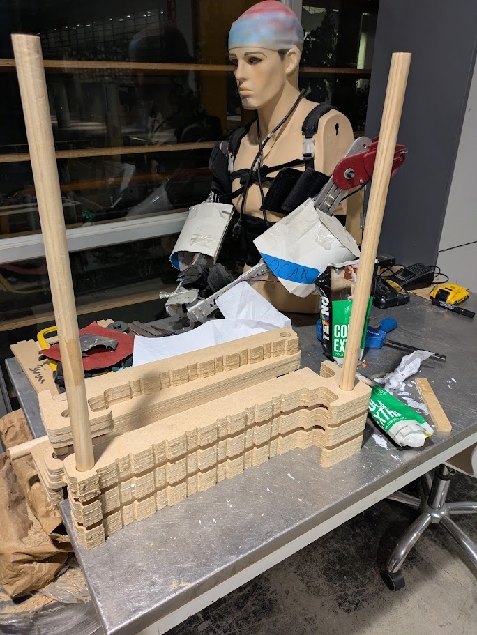 Last steps were to glue together some of the slats and get the whole thing aligned and connected.