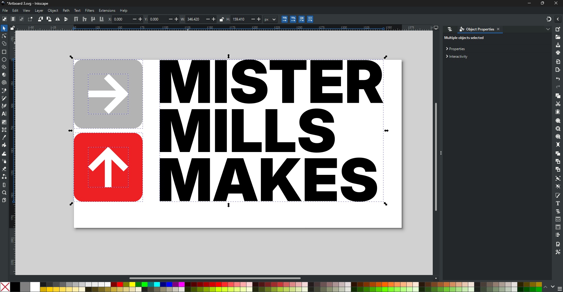 Here's my SVG loaded into Inkscape - designed in Illustrator (and again later in HTML/CSS which is what you see live on the site here)