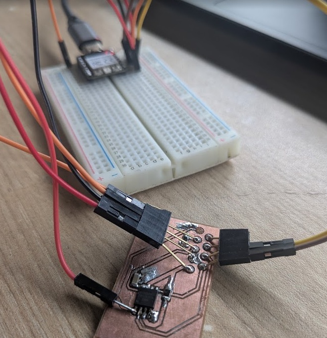 Okay it's a little bit of a sore for eyes but I hadn't yet created the pogo pin circuit yet, so soldering on dupont wires was kind of my only option.